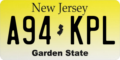 NJ license plate A94KPL
