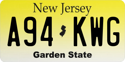 NJ license plate A94KWG