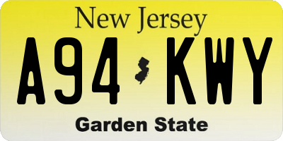 NJ license plate A94KWY