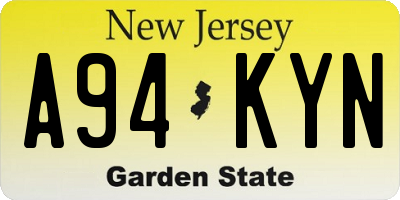 NJ license plate A94KYN