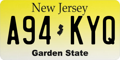NJ license plate A94KYQ
