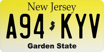 NJ license plate A94KYV