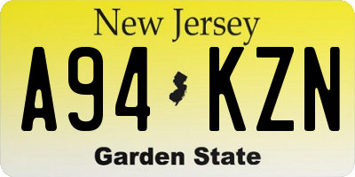 NJ license plate A94KZN