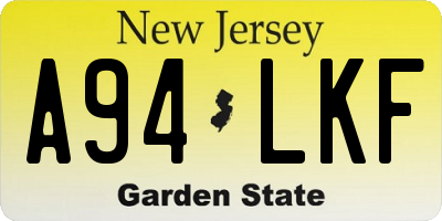 NJ license plate A94LKF