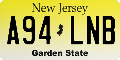 NJ license plate A94LNB
