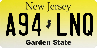 NJ license plate A94LNQ