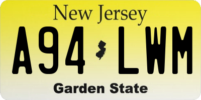 NJ license plate A94LWM