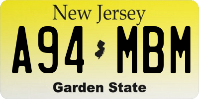 NJ license plate A94MBM