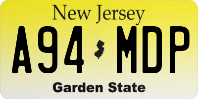NJ license plate A94MDP