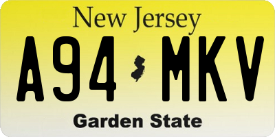 NJ license plate A94MKV
