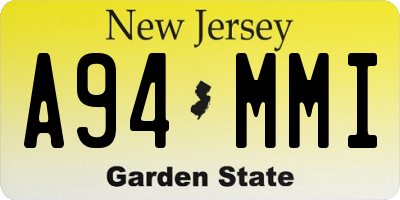 NJ license plate A94MMI