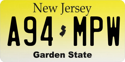 NJ license plate A94MPW