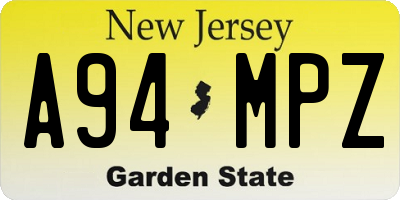 NJ license plate A94MPZ