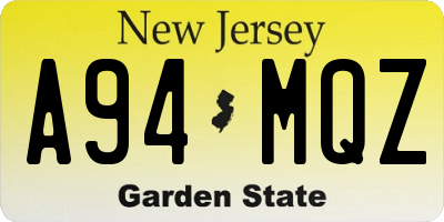 NJ license plate A94MQZ