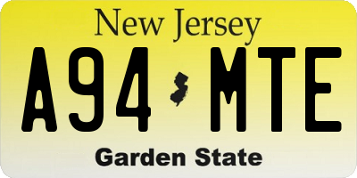 NJ license plate A94MTE
