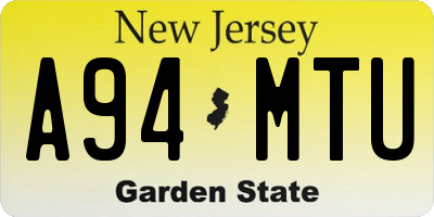 NJ license plate A94MTU
