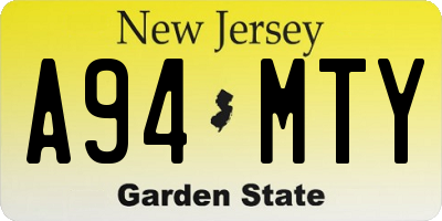 NJ license plate A94MTY