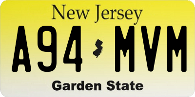 NJ license plate A94MVM