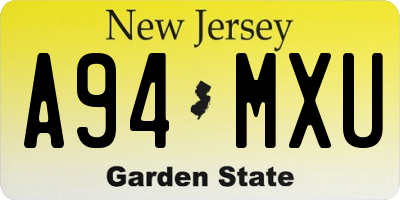 NJ license plate A94MXU