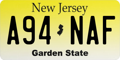 NJ license plate A94NAF