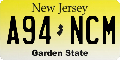 NJ license plate A94NCM