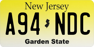 NJ license plate A94NDC