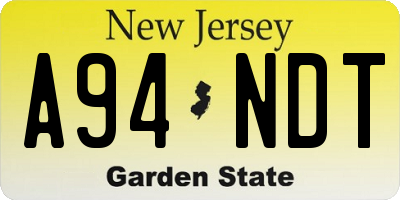 NJ license plate A94NDT