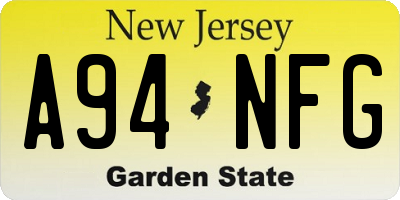 NJ license plate A94NFG