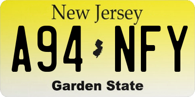 NJ license plate A94NFY