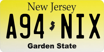 NJ license plate A94NIX