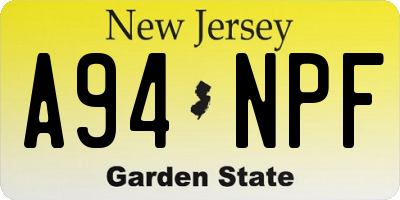 NJ license plate A94NPF