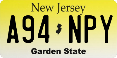 NJ license plate A94NPY