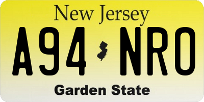 NJ license plate A94NRO