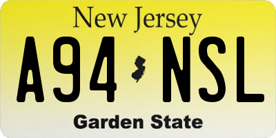 NJ license plate A94NSL
