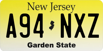NJ license plate A94NXZ