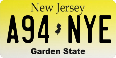 NJ license plate A94NYE