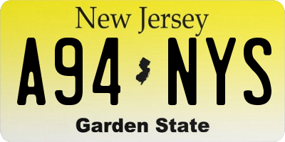 NJ license plate A94NYS