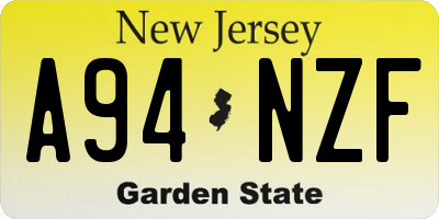NJ license plate A94NZF