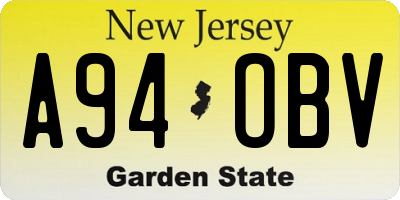 NJ license plate A94OBV