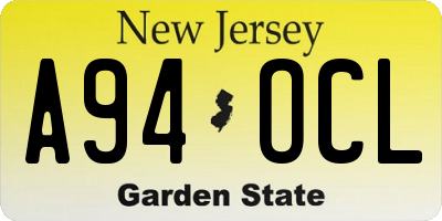 NJ license plate A94OCL