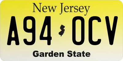 NJ license plate A94OCV