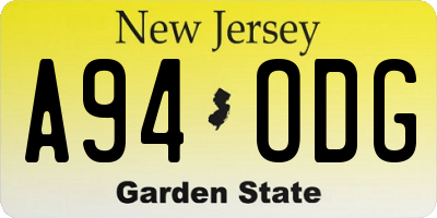 NJ license plate A94ODG