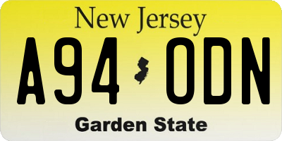 NJ license plate A94ODN