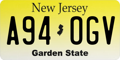 NJ license plate A94OGV