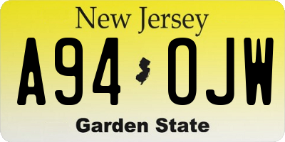 NJ license plate A94OJW