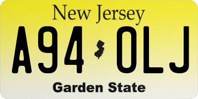 NJ license plate A94OLJ