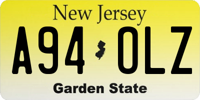 NJ license plate A94OLZ