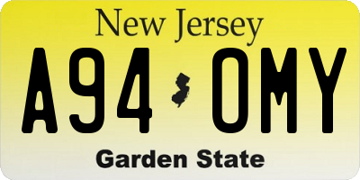 NJ license plate A94OMY
