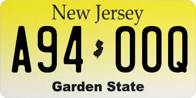 NJ license plate A94OOQ