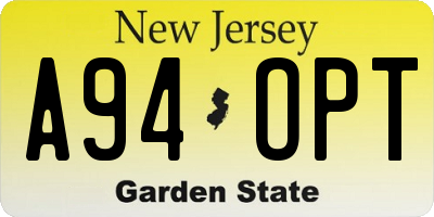 NJ license plate A94OPT